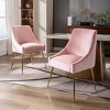 WestinTrends Upholstered Performance Velvet Accent Chair With Metal Leg (Set of 2) - 2 of 4