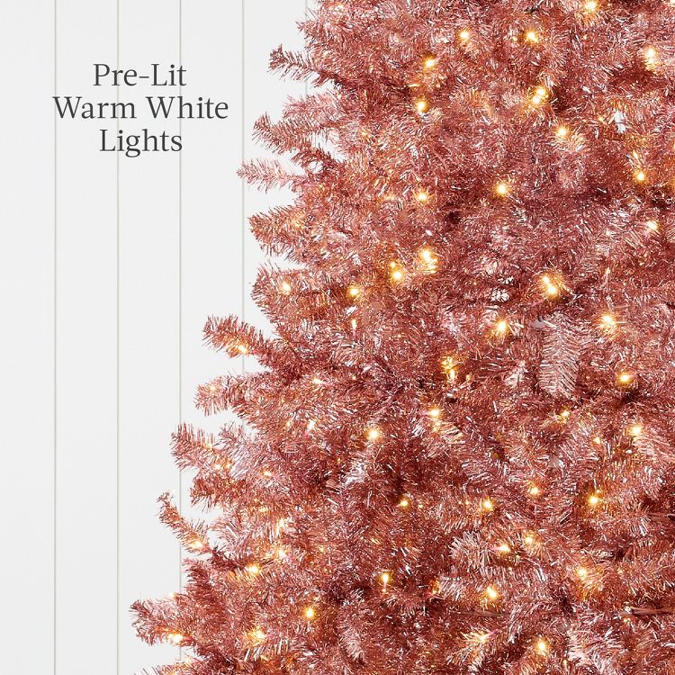 Best Choice Products Artificial Tinsel Christmas Tree Festive Holiday Decoration w/ Stand - Pink, 6 of 7