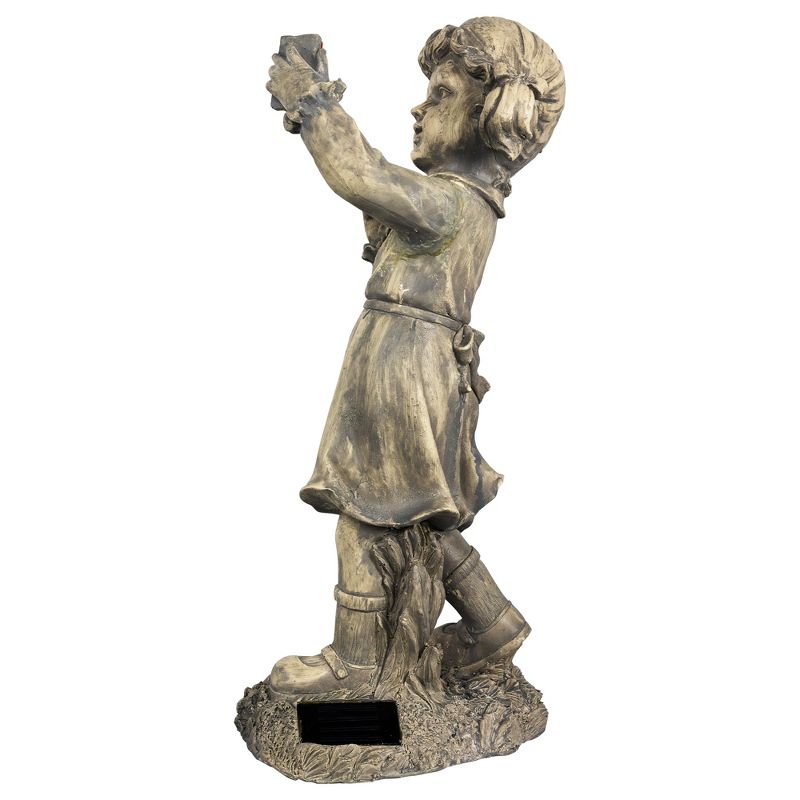 Northlight 18" Distressed Gray Girl with Cell Phone Solar Powered LED Lighted Outdoor Patio Garden Statue, 5 of 7