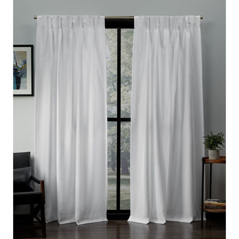 Loha Linen Pinch Pleat Window Curtain Panel Pair Black - Exclusive Home, 1 of 9