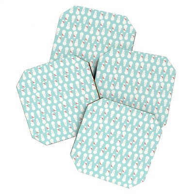 Allyson Johnson Cute Snowmen Coaster Set -Deny Designs