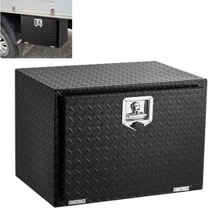 "24" Aluminum Diamond Plate Tool Box, Lockable Truck Storage Chest with Sliding Shelf, Waterproof Organizer for Pickups, RVs & Trailers - 1 of 4
