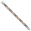 Black Bow Jewelry Men's 10mm Stainless Steel Black and Orange Rubber Bracelet, 8.75 Inch - 2 of 4