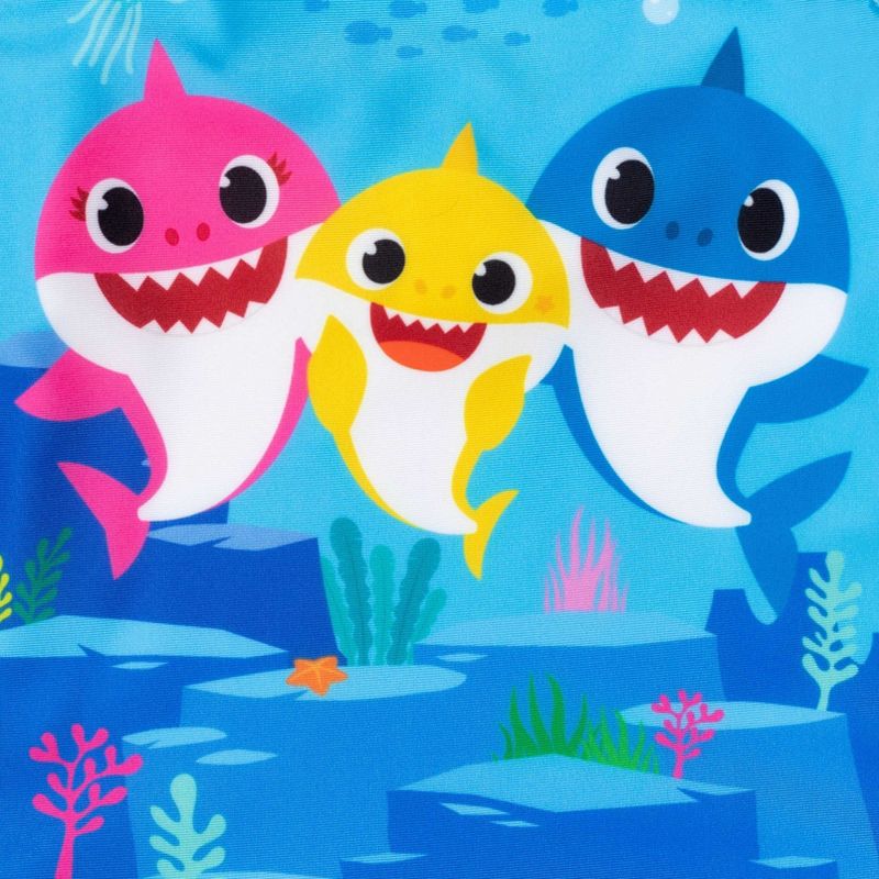 Pinkfong Baby Shark Girls Rash Guard Tankini Top and Bikini Bottom 3 Piece Swimsuit Set Toddler, 5 of 8