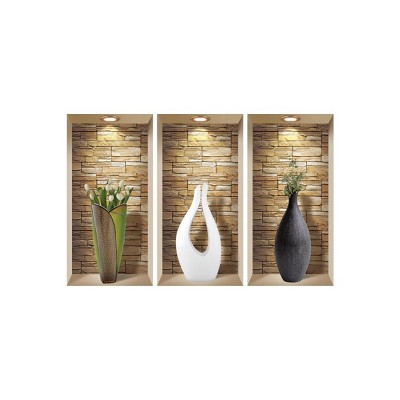 HomeRoots Set of Three Gus Faux Niche 3D Peel and Stick Wall Decals