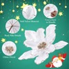 20-Pack Glittered Poinsettia Christmas Flowers for Tree Decorations, 6.3in Red Christmas Blossoms for Ornaments, Wreaths, and Holiday Home Decor - 3 of 4