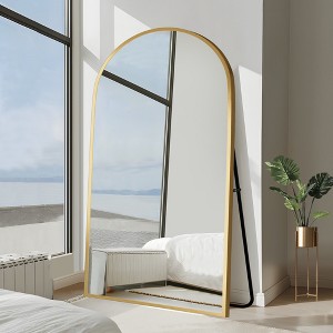 Spassway Arched Metal Full Mirror with Bracket Decorative Freestanding Mirror Accent Wall Mirror for Living Room Bedroom - 1 of 4
