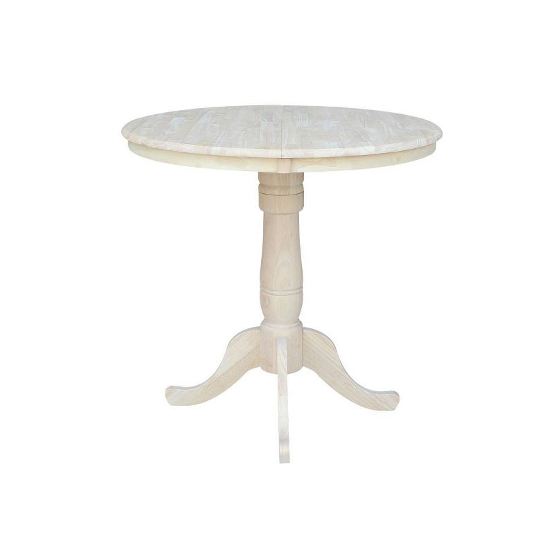 36" Round Extendable Table with 12" Drop Leaf Unfinished - International Concepts, 3 of 11