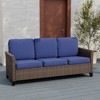 EAGLE PEAK Ocean Vista Outdoor Wicker Patio Sofa,Variated All-weather PE Wicker 3-Seat Sofa with Cushions - 2 of 4