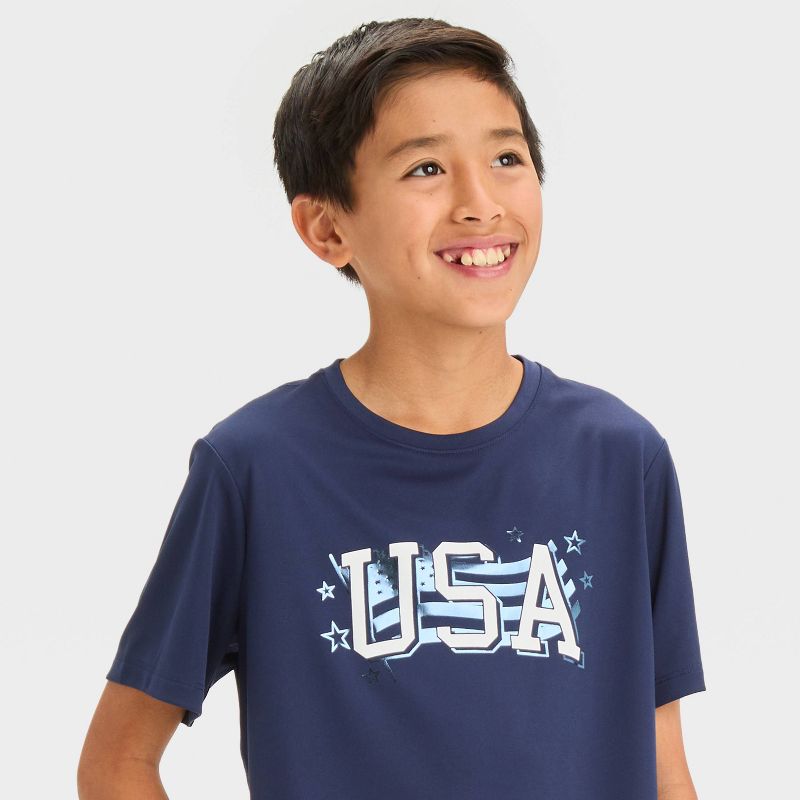 Boys' Short Sleeve 'USA' T-Shirt - All In Motion™ Navy Blue, 2 of 5