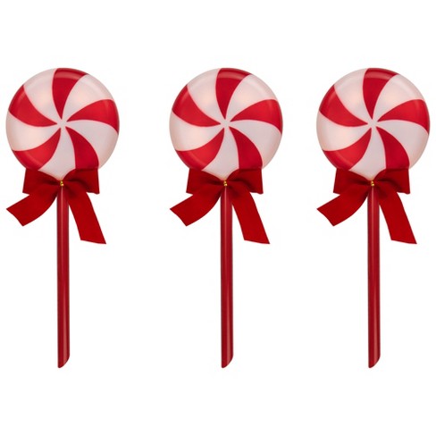 Northlight Peppermint Lollipops Christmas Pathway Markers - Clear Lights - 4.5' White Wire - 3ct - image 1 of 2