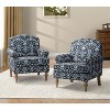 Set of 2 Yahweh Wooden Upholstered Armchair with Panel Arms and Camelback for Bedroom| ART OF LIVING DESIGNS - 2 of 4