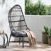Rattan Outdoor Patio Egg Chair Basket Lounge Seat Chair,Wicker Basket Chair,Patio Chair With Beige Cushion-Cuddlewood - 2 of 4