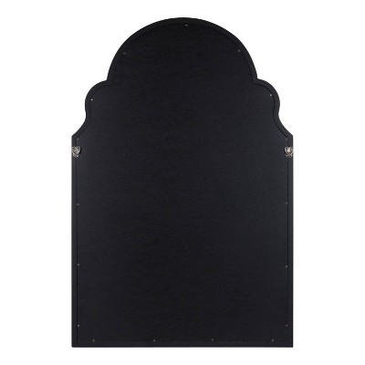 Hogan Black Wood Arched Wall Mirror with Scalloped Corners