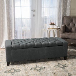 Airsurfer  Ottoman Dark Blue Fabric Storage with Tufted Top 20.50 D x 51.00 W x 17.00 H - 1 of 4