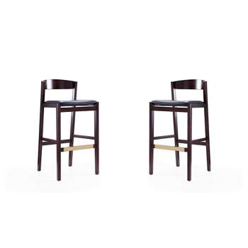 Set of 2 Klismos Upholstered Beech Wood Barstools - Manhattan Comfort