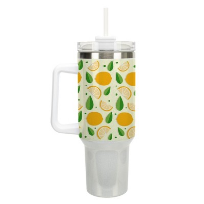 100 North Lemon Citrus Slices Summer Fruit 40 oz. Stainless Steel, Large Water Bottle Coffee Mug, Spill & Leak Resistant, Thermal Travel Tumbler with