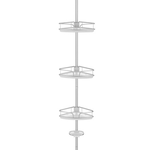 4 Tier Corner Pole Shower Caddy Shelf Rack Kitchen Bathroom Storage  Organizer US