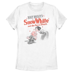 Womens Snow White and the Seven Dwarfs Retro Movie Logo Dopey Kiss T Shirt - 1 of 4