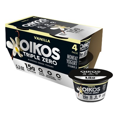 Oikos Triple Zero Vanilla Greek Yogurt - 4ct/5.3oz Cups