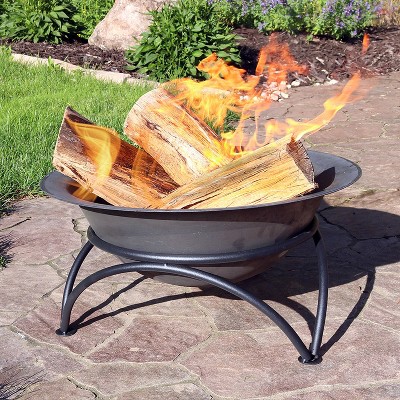 23.5" Dark Gray Cast Iron Wood-Burning Fire Pit Bowl with Stand