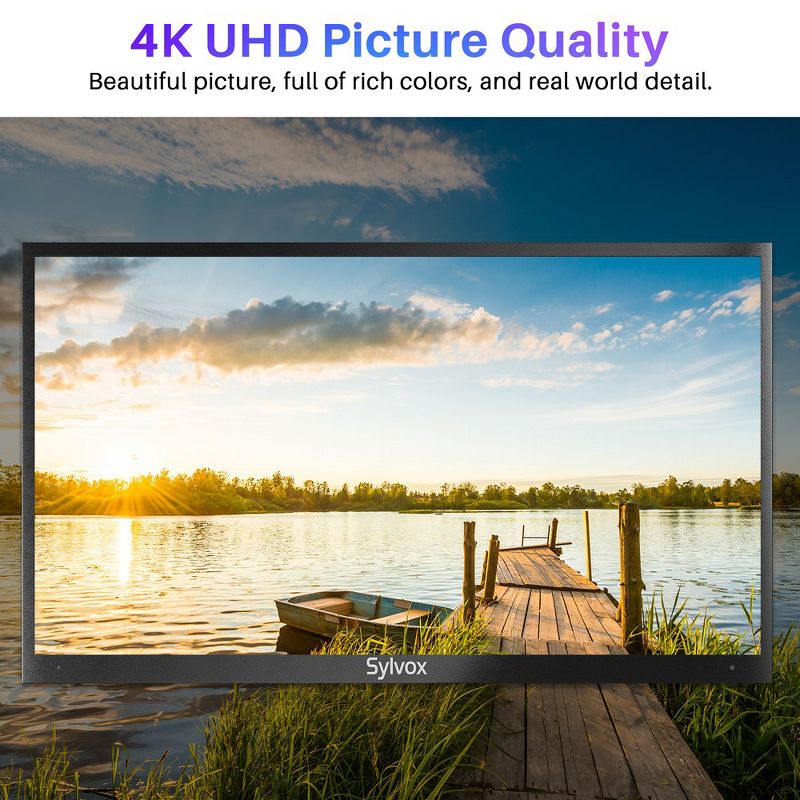 SYLVOX Outdoor TV, 75" Deck Pro Series 4K UHD Smart TV with Voice Assitant, Free Dowload APPs, HDR 1000Nits, IP55 Waterproof TV for Partial Sun Area, 5 of 10