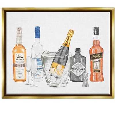 Stupell Industries Various Drink Liquor Bottles Floater Canvas Wall Art