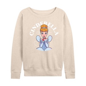 Women's - Disney Princess - Cinderella Kiss Lightweight French Terry Wide Neck Long Sleeve Shirt - 1 of 4