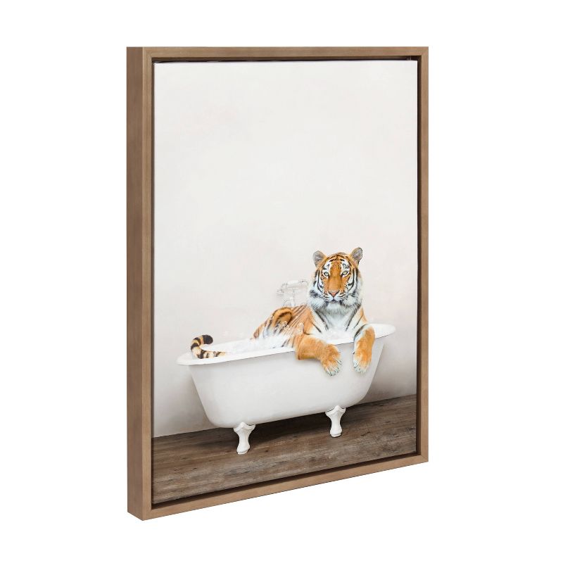 18&#34; x 24&#34; Sylvie Bengal Tiger in Rustic Bath Framed Canvas by Amy Peterson Gold - Kate &#38; Laurel All Things Decor, 1 of 8