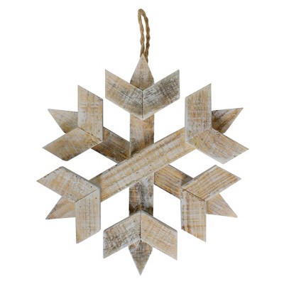 Northlight 11.5" Wooden Hanging Snowflake Christmas Ornament