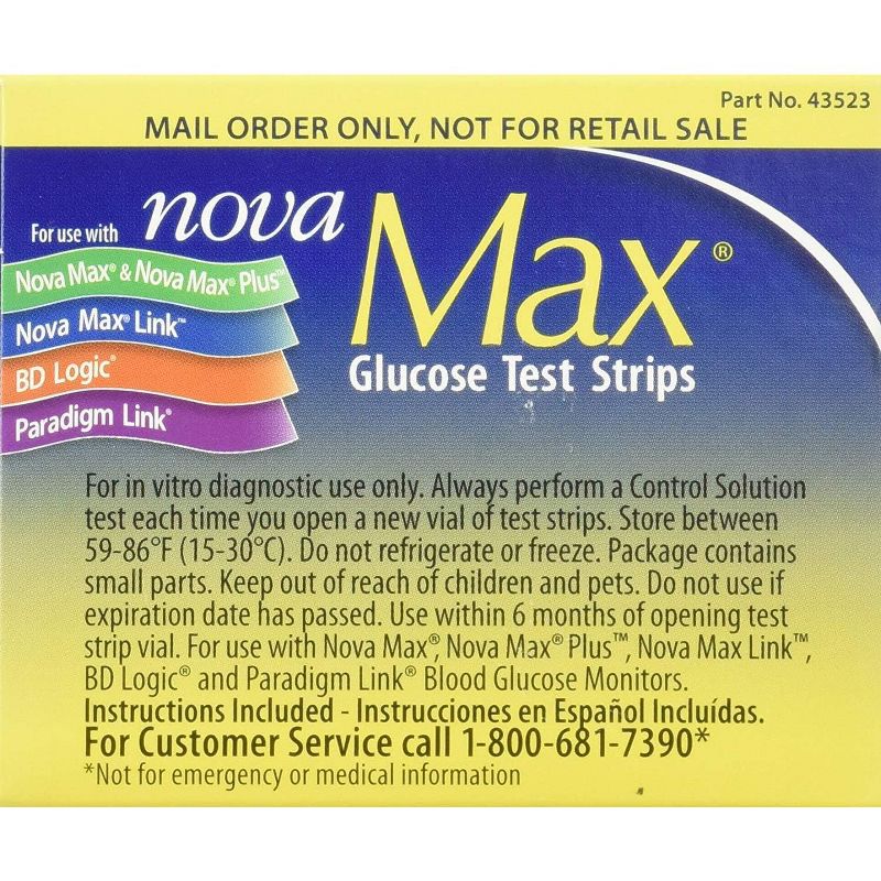 Nova Max Glucose Test Strips, 50 Test Strips (1 Vial of 50), 3 of 4