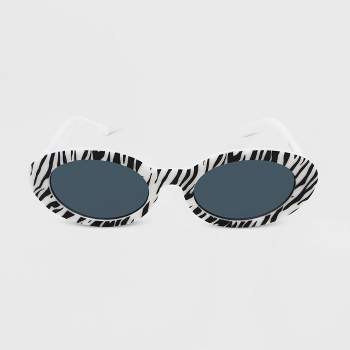 Zebra Printed Plastic Oval Sunglasses- Wild Fable™ White