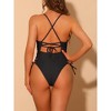 Elerevyo Women's Lace Up Criss Cross Plunge Monokini Side Tie Strappy Swimwear Bathing Suits 2 Sets - 3 of 4