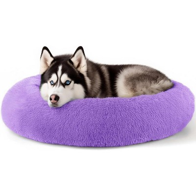 Dog & Cat Bed for Indoor Cats, 20in Calming Donut Bed for Puppy and Kitten, Washable Round Fluffy Pet Bed for Small Medium Dogs and Cats