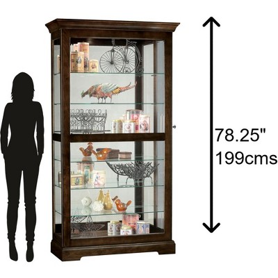 Espresso Lighted Traditional Curio Cabinet with Glass Shelves
