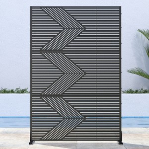 Wooakway 47" x 72" Black Metal Garden Trellis Privacy Screen Indoor Outdoor Room Divider Lattice Panel - 1 of 4