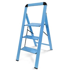 Fortune Candy 42.5" Aluminum 3-Step Folding Ladder - Lightweight, Anti-Slip & Portable - for Home, Kitchen, Garage - 1 of 4