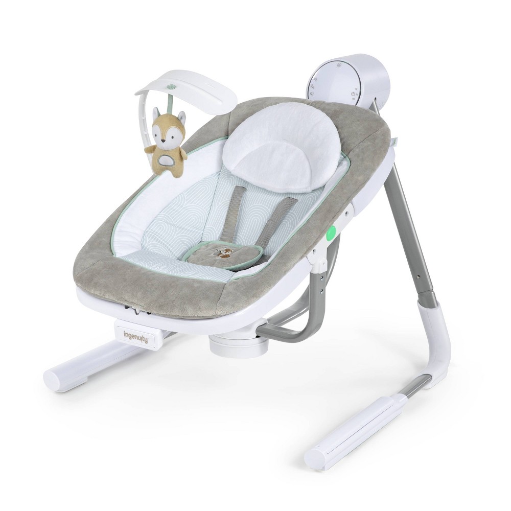 Ingenuity AnyWay Sway USB PowerAdapt Dual-Direction Portable Baby Swing in Spruce, Ages 0-9 Months