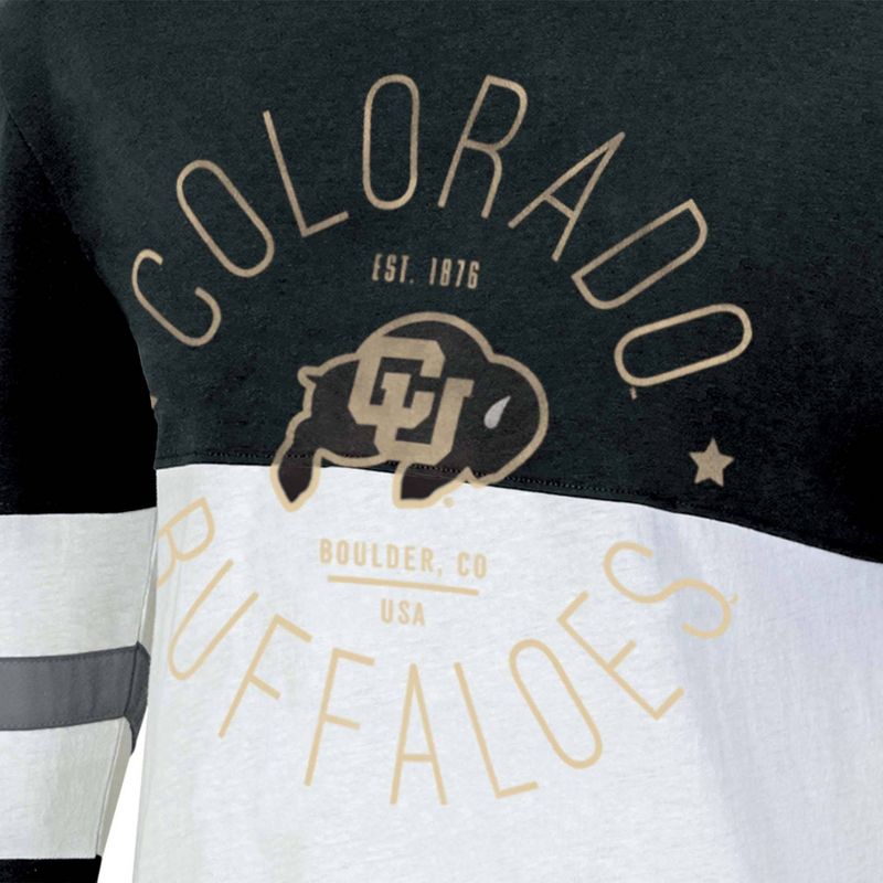 NCAA Colorado Buffaloes Women&#39;s Long Sleeve Color Block T-Shirt, 3 of 4