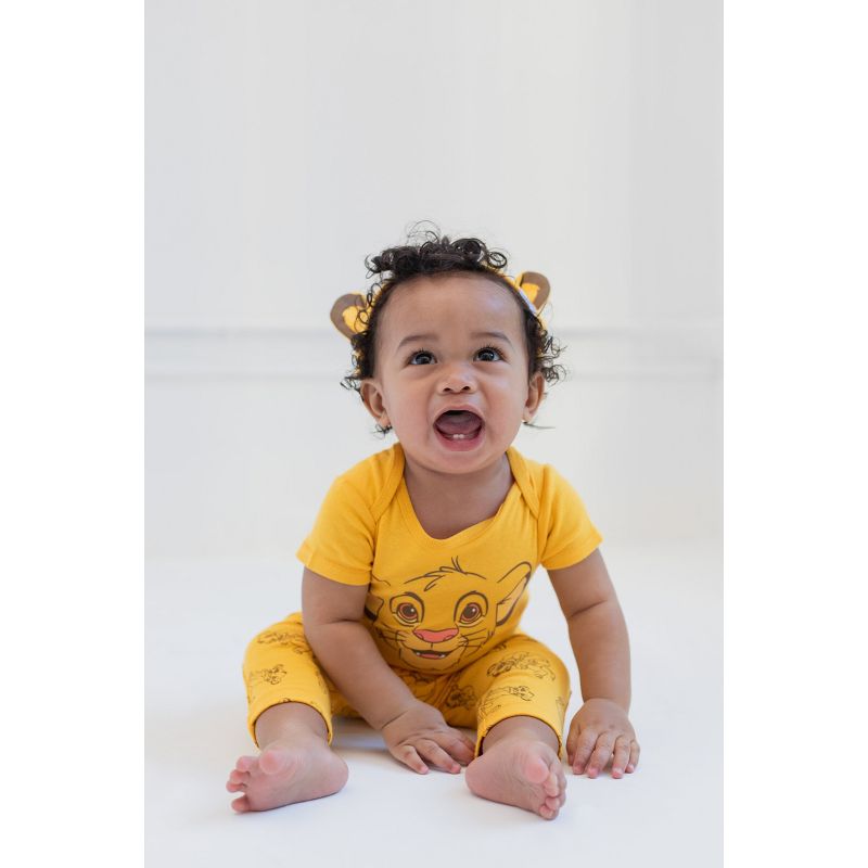 Disney Classics Winnie the Pooh Lion King Bambi Baby Bodysuit Pants and Hat 3 Piece Outfit Set Newborn to Infant, 2 of 9