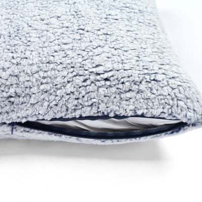 20'' x 20'' Light Blue Reversible Faux Shearling Pillow Cover