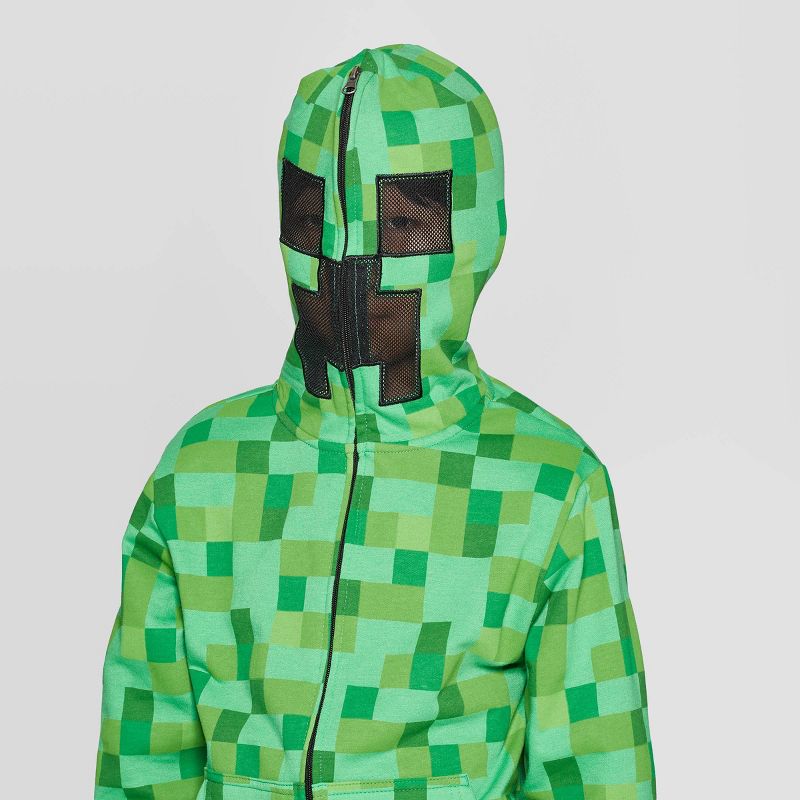 Kids' Minecraft Creeper Costume Fleece Sweatshirt - Green, 4 of 11