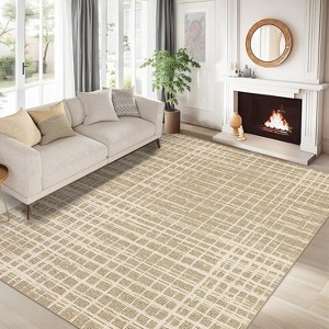 Modern Abstract Area Rug, Machine Washable Low-Pile Non-Slip Shaggy Accent Carpet, Fade-Resistant Rug for Bedroom, Living Room - 1 of 4