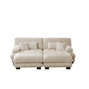 VYNXARIA Cloud Couch Sleeper Sofa for Living Room,Upholstered Wide Arm Sofa with 2 Ottomans,Chenille Light coffee - 1 of 4