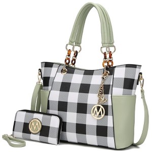 MKF Collection Bonita Checker Tote & Wallet Set - Stylish Vegan Leather Bag by Mia K - 1 of 4