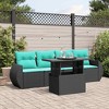 vidaXL 5 Piece Garden Sofa Set with Cushions Black Poly Rattan - Black without storage - 2 of 4