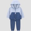 Carter's Just One You® Baby Boys' 3pc Hooded Zip-Up Sweatshirt with Bodysuit and Jogger Pants Set - Blue - 2 of 4
