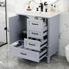 Bathroom Vanity With Ceramic Sink,Bathroom Storage Cabinet With 3 Drawers,Solid Wood Legs And Adiustable Foot Pads-Maison Boucle - 2 of 4