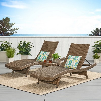 Salem 3pc Wicker Patio Adjustable Chaise Lounge Set - Mocha ...