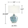 Possini Euro Design Mia 25" High Mid Century Modern Coastal Table Lamp Blue Drip Ceramic Single Off-White Shade Living Room Bedroom (Colors May Vary) - 4 of 4
